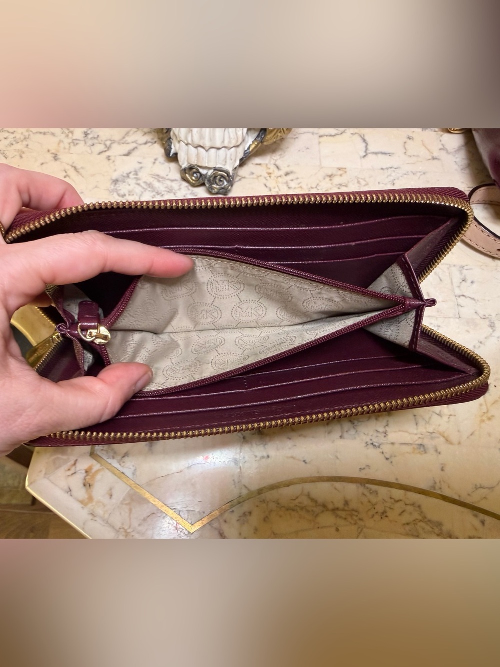 SOLD- Vintage Michael Kors Bordeaux Patent Bag & Matching Wallet Set - Picture 17 of 17